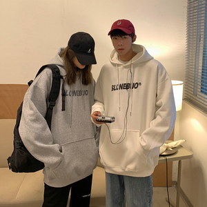 EQ94 情侣装秋装2024新款字母发泡印花连帽卫衣外套男学院风 P63图片