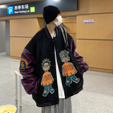 EQ82重工艺发泡卡通印花棒球服夹克2024新款秋装呢料外套男P118，男装夹克，电商C306-1