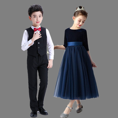 女童合唱服礼服丝绒裙