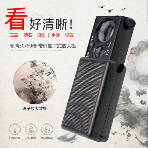 60倍放大镜带灯手持便携