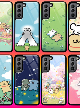线条小狗卡通手机壳A56三星S25 FE s22适用S21 S23 S24 ultra note 20 A54 A35 A55 S10 A14 A15 A16 A23 A32