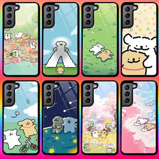 线条小狗卡通手机壳A56三星S25 FE s22适用S21 S23 S24 ultra note 20 A54 A35 A55 S10 A14 A15 A16 s26 A32