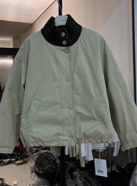 针织立领蓝色羽绒服女短款2025冬季韩系减龄超好看宽松白鸭绒外套