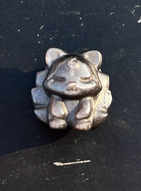 清货捡漏天然银曜石九尾狐吊坠配件