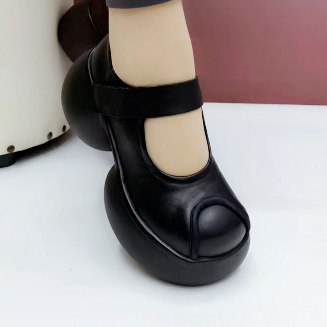 头层牛皮单鞋女2026新款厚底软皮乐福鞋粗跟圆头真皮复古风小皮鞋,女鞋,浅口单鞋,淘宝优惠券,粉丝福利购,淘宝优惠卷