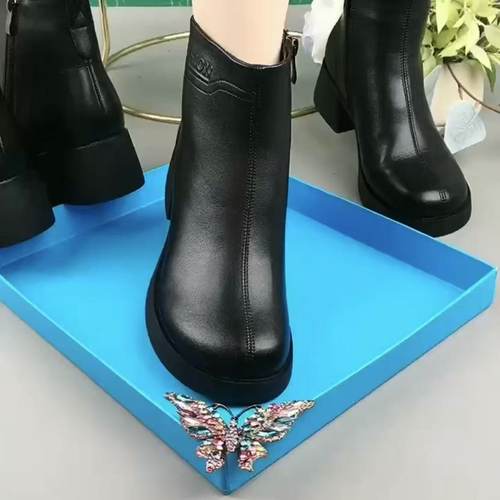 真皮软皮短靴羊毛马丁靴女羊毛靴