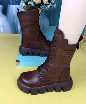 真皮厚底短靴女羊皮毛一体马丁靴