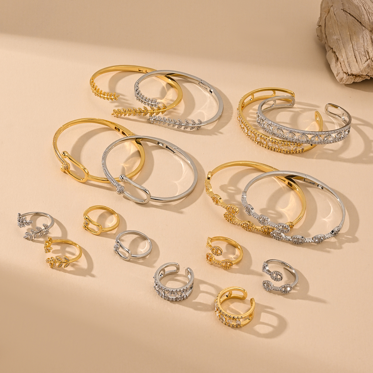 欧美时尚百搭ins风手镯戒指套装