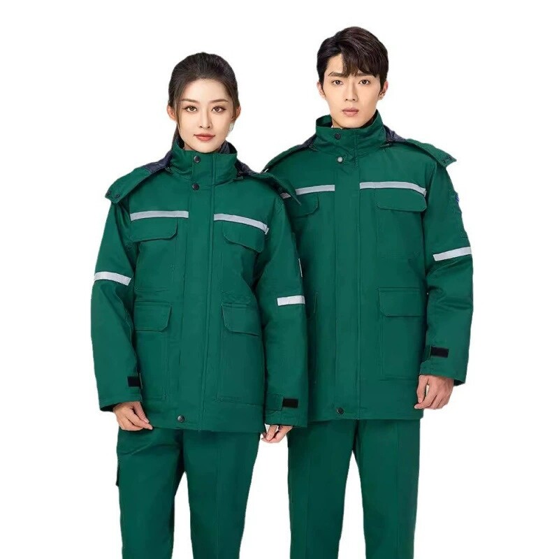 春季防风工装制服定制男女连帽加厚保暖工作服套装长袖定制印logo
