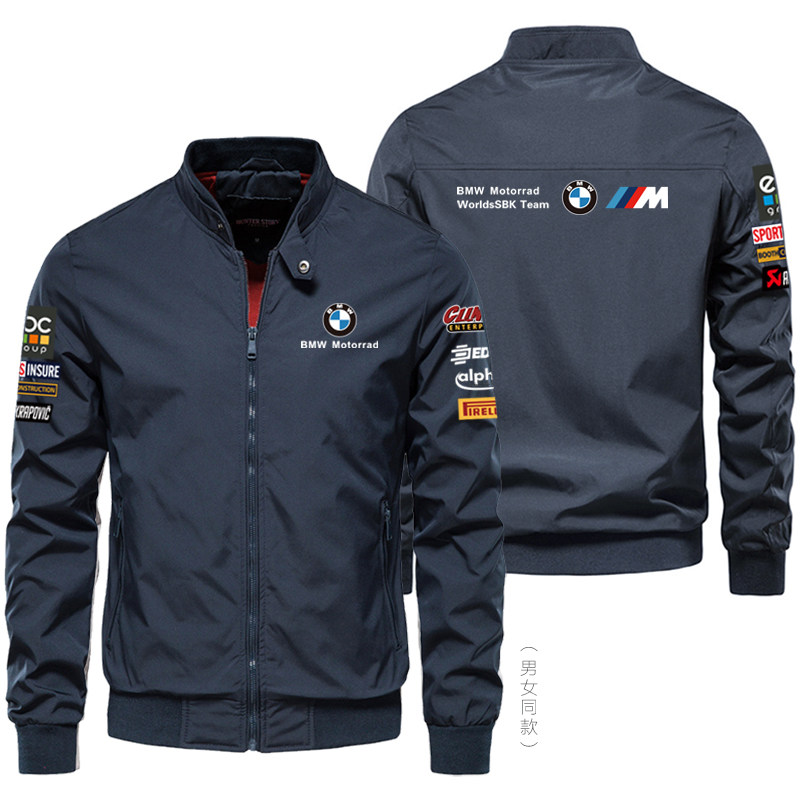 BMW宝马立领夹克工作服定制赛车风飞行员外套摩托车骑行服工装制