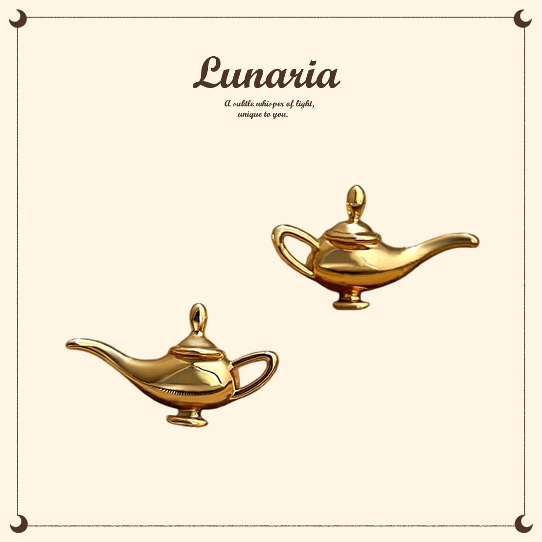 Lunaria阿拉丁神灯耳钉原创设镀金18K金耳环日常百搭复古vintage