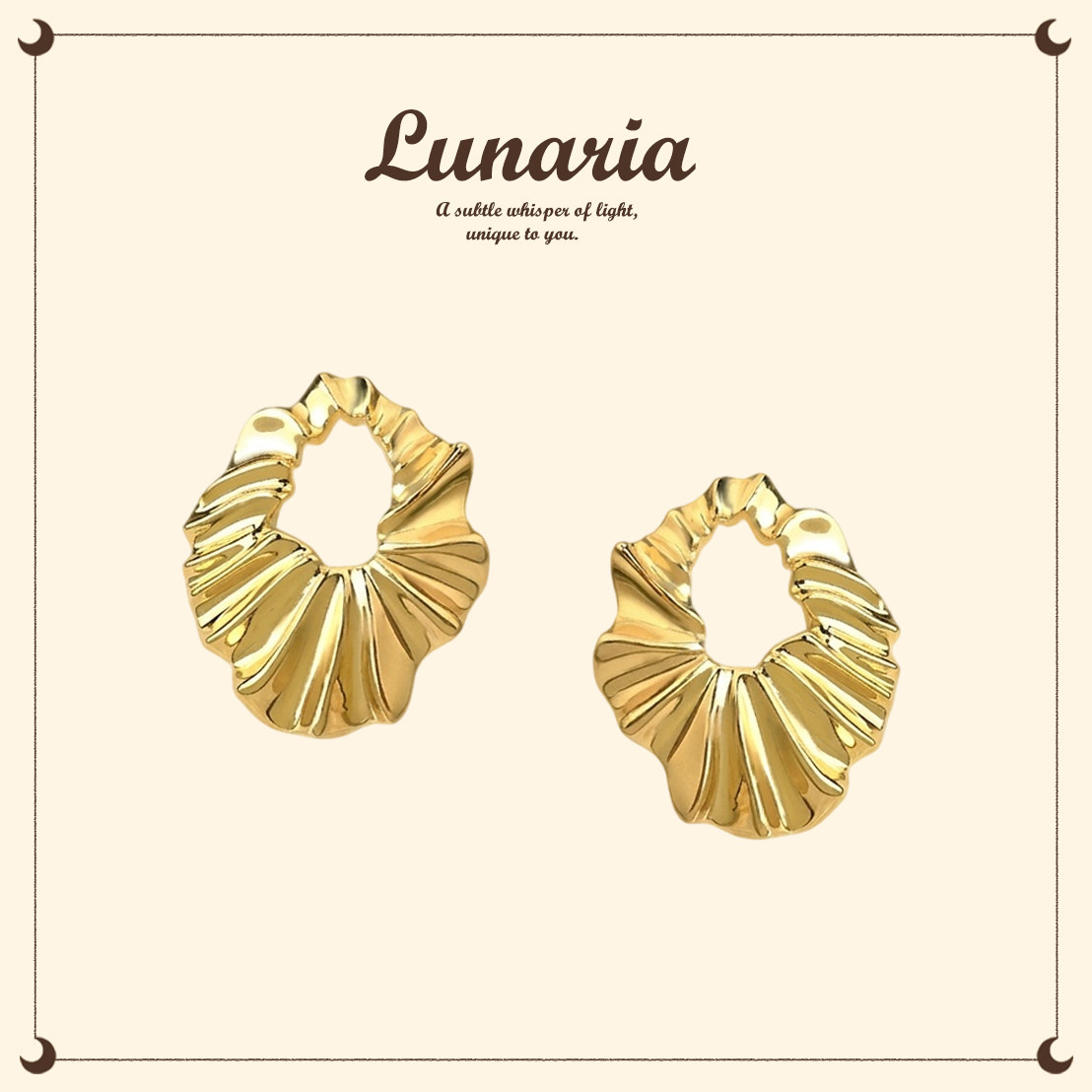 Lunaria镀18K金S925银针耳夹图片