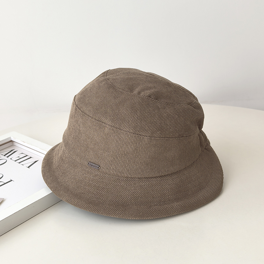 韩版简约灯芯绒盆帽女春秋冬新款出游逛街百搭渔夫帽子显脸小时尚