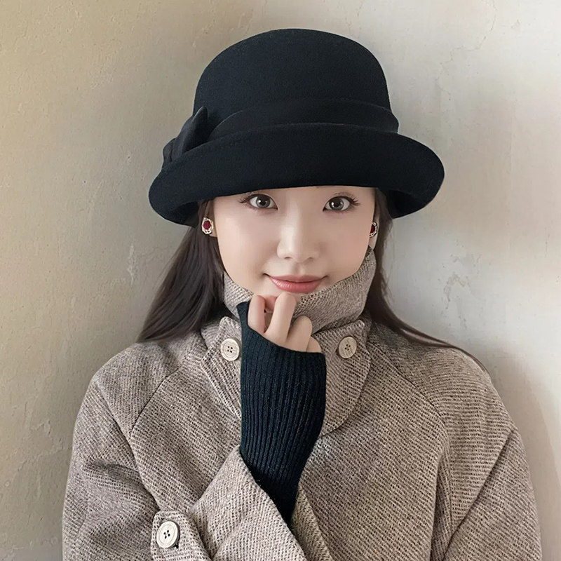 卷边羊毛呢渔夫帽子女秋冬季法式复古礼帽简约休闲盆帽气质显脸小,服饰配件/皮带/帽子/围巾,帽子,淘宝优惠券,粉丝福利购,淘宝优惠卷