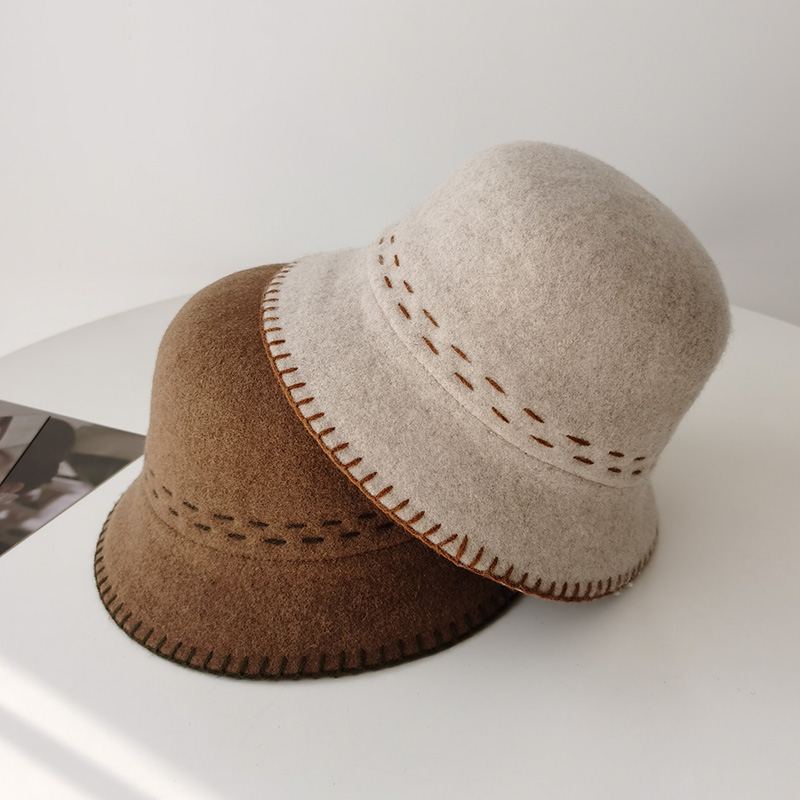 复古小香风羊毛呢渔夫帽子女秋冬