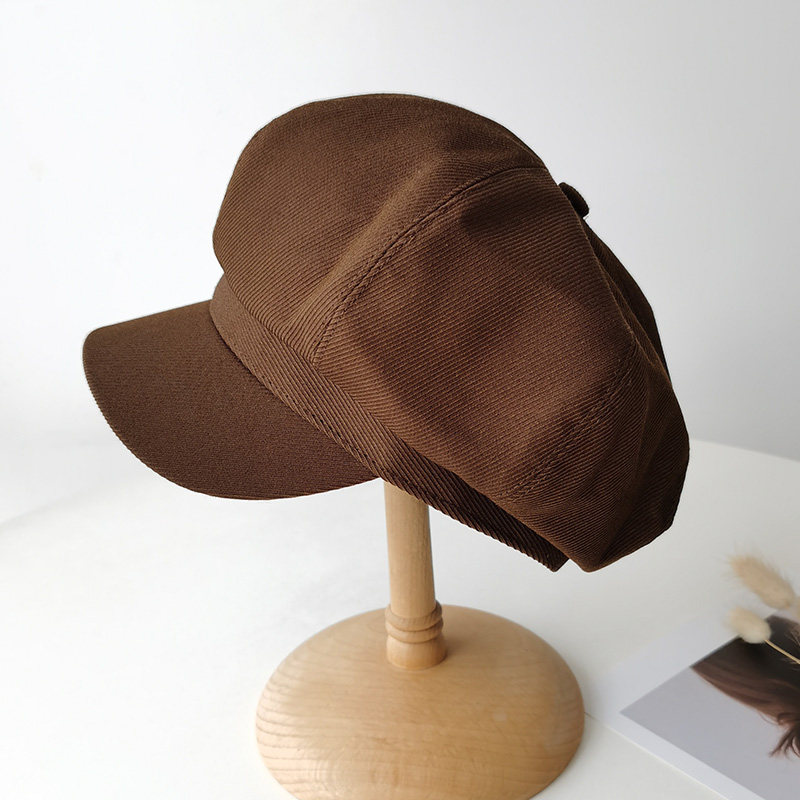 百搭纯棉报童帽日系宽檐显脸小鸭舌帽子女设计师款贝雷八角帽春夏