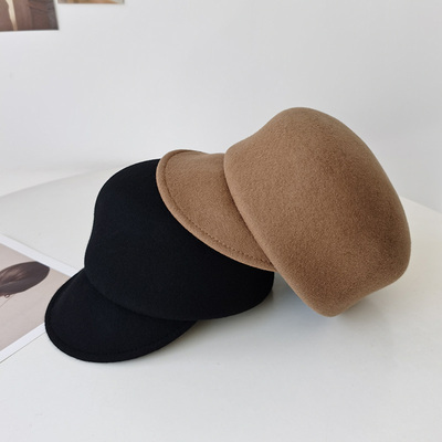 秋冬羊毛呢日系马术帽百搭显脸小
