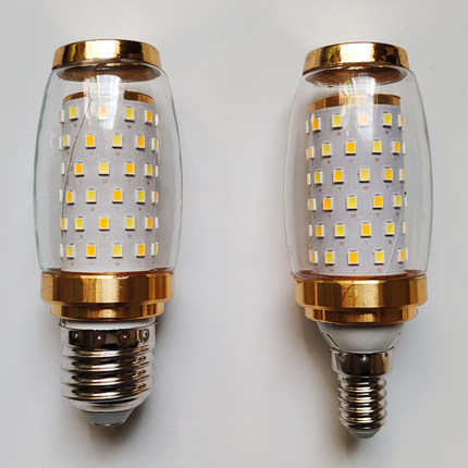 无频闪超亮火箭LED灯泡e27e14螺口家用玉石水晶吊灯柱形玉米灯泡