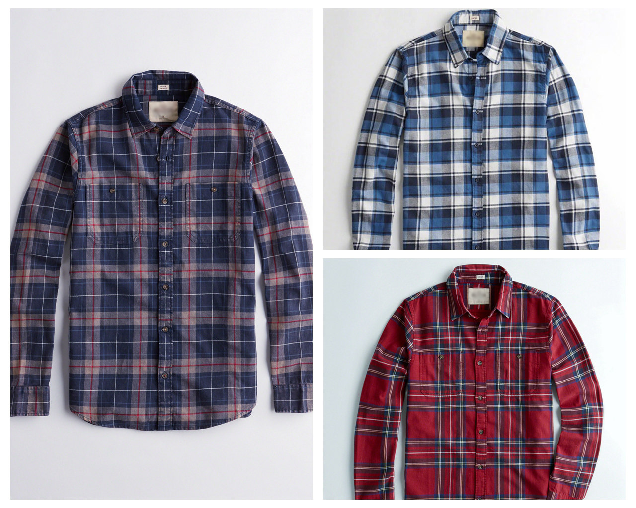 男款水洗修身长版斜纹布格子长袖衬衫