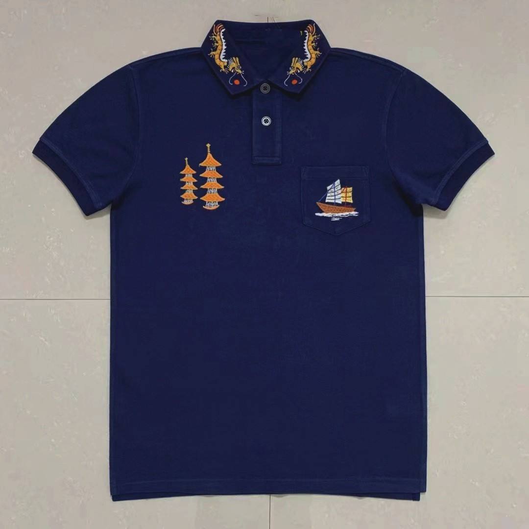 翻领刺绣纯棉休闲夏天