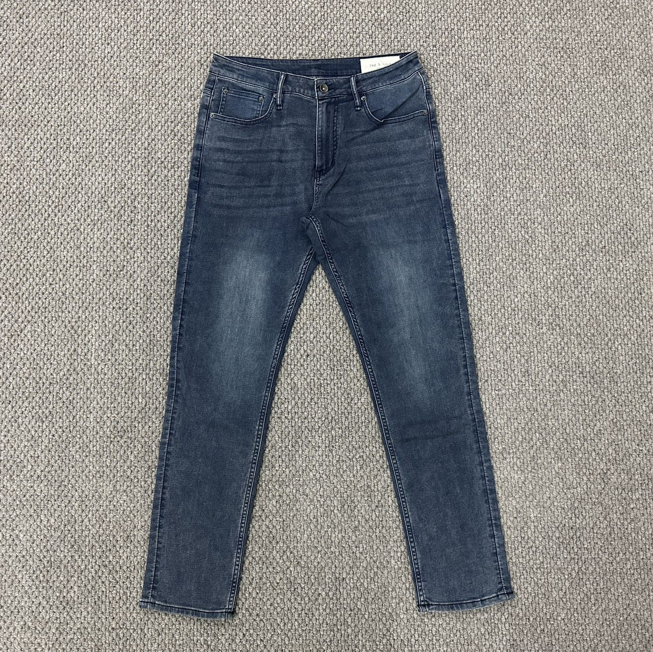 男RB洗水针织高弹力修身小直筒牛仔裤