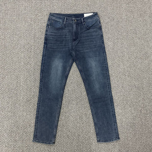 男RB洗水针织高弹力修身小直筒牛仔裤