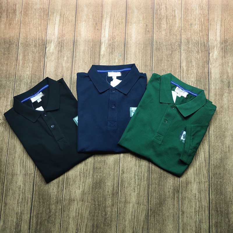 男珠地纯棉贴布刺绣翻领短袖POLO衫