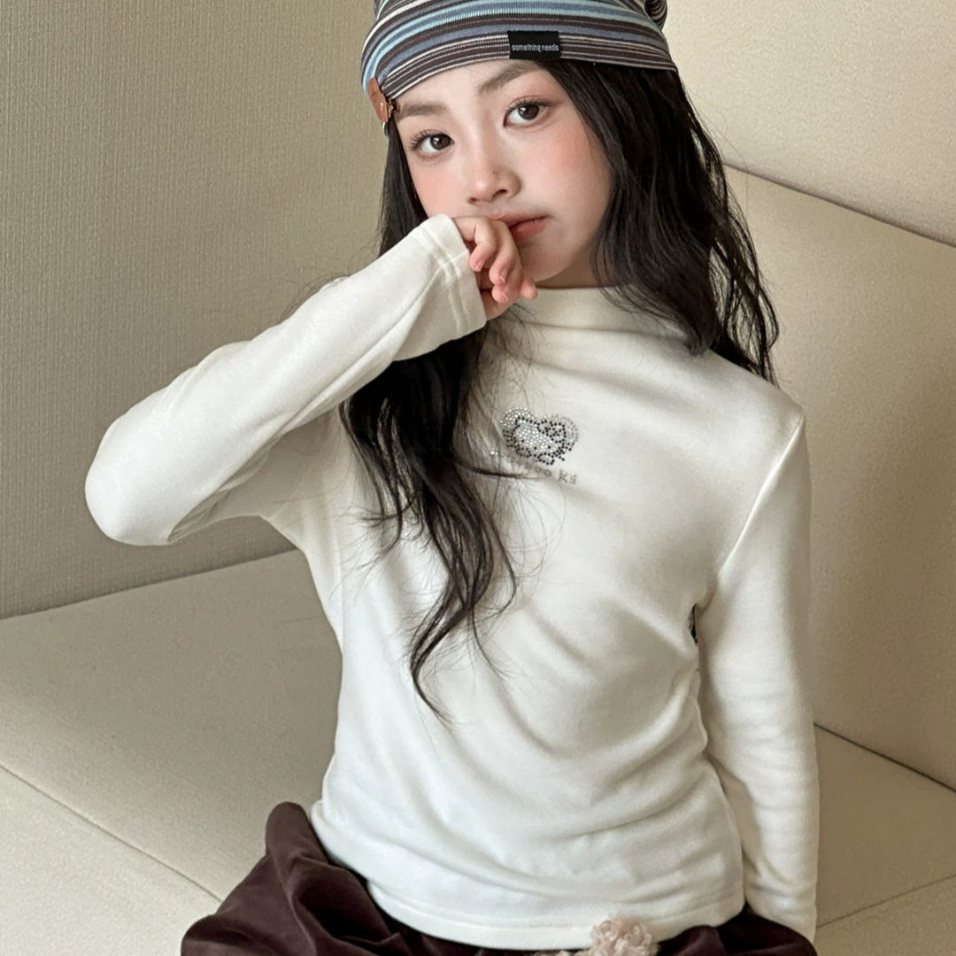 小红鱼半高领打底衫秋装2026亲子女童秋季内搭长袖T恤儿童装上衣