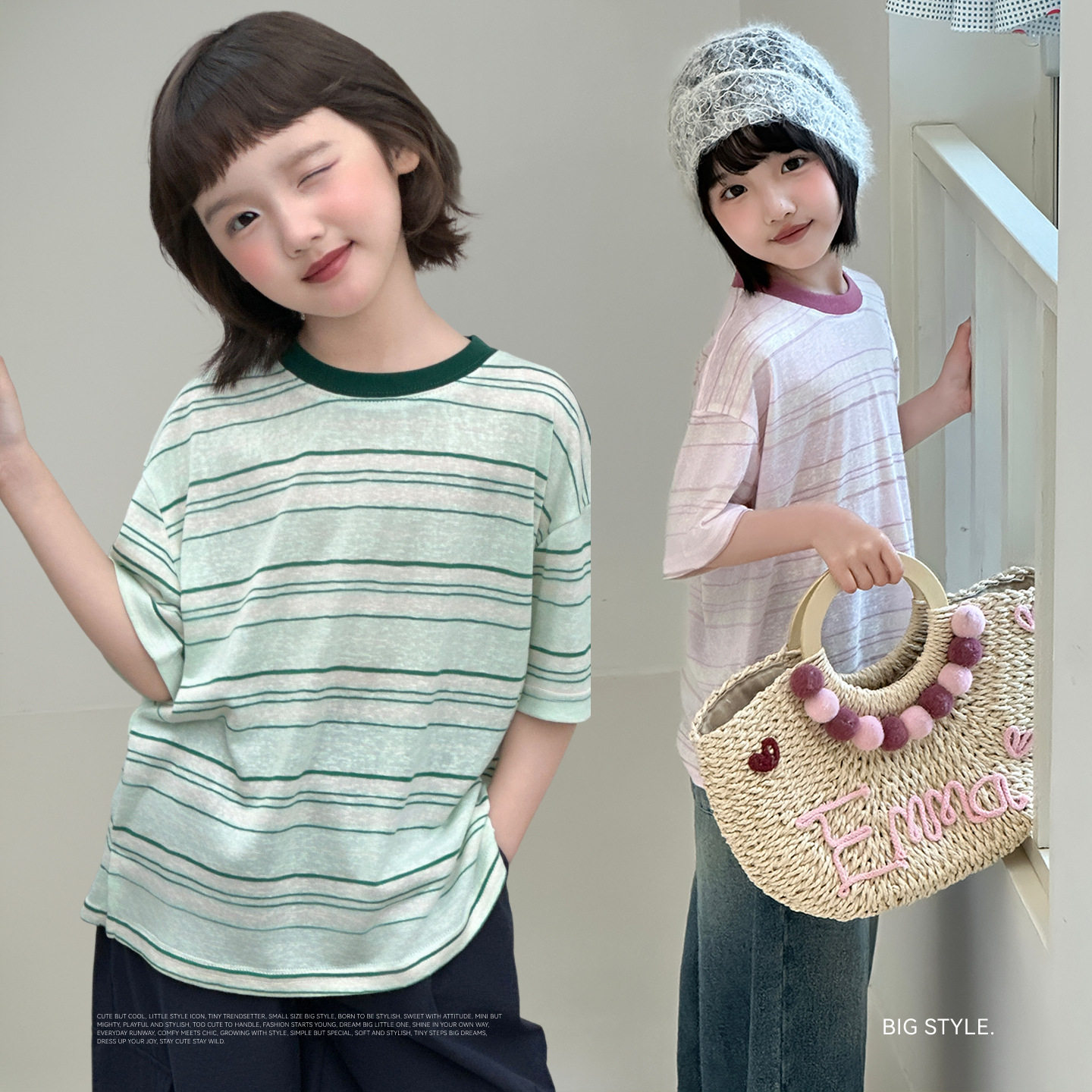 Miaxdx kids童装女童亲子T恤2026夏季新款撞色条纹休闲宝宝短袖