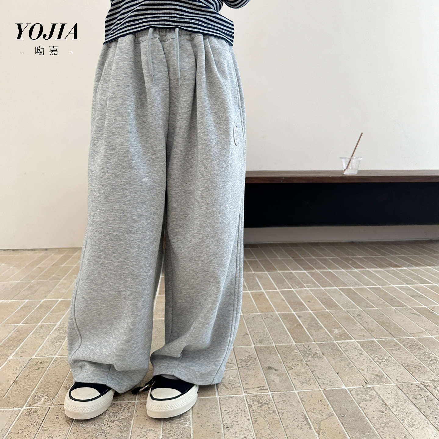 YOJIA女童卫裤秋季2025新款休闲宽松小女孩直筒裤春秋款儿童裤子