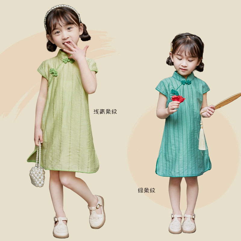 2026夏装新款女童短袖旗袍儿童中国风走秀改良汉服宝宝连衣裙