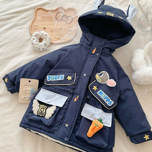 谢金毛童装防雨淋户外儿童冬季兔子警官派克服男女童棉衣25新款潮