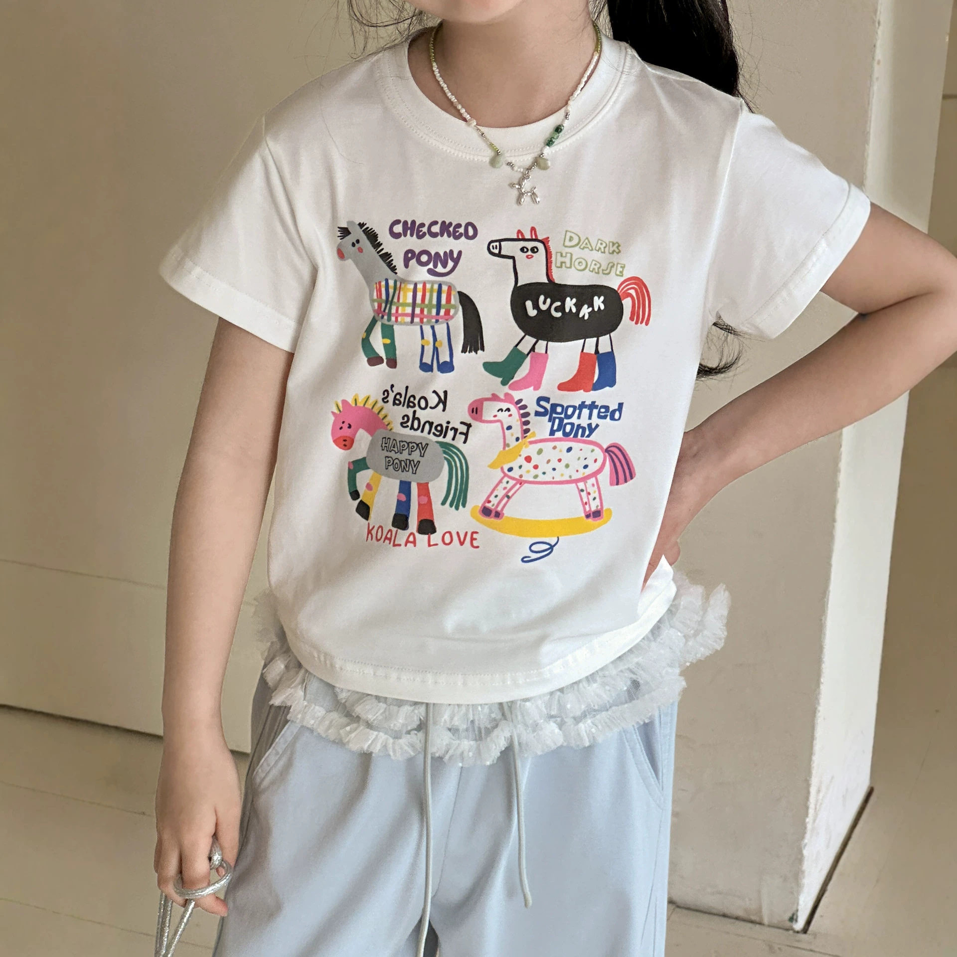 小红鱼女童短袖T恤夏装2026新款韩国童装夏季亲子装上衣女孩半袖