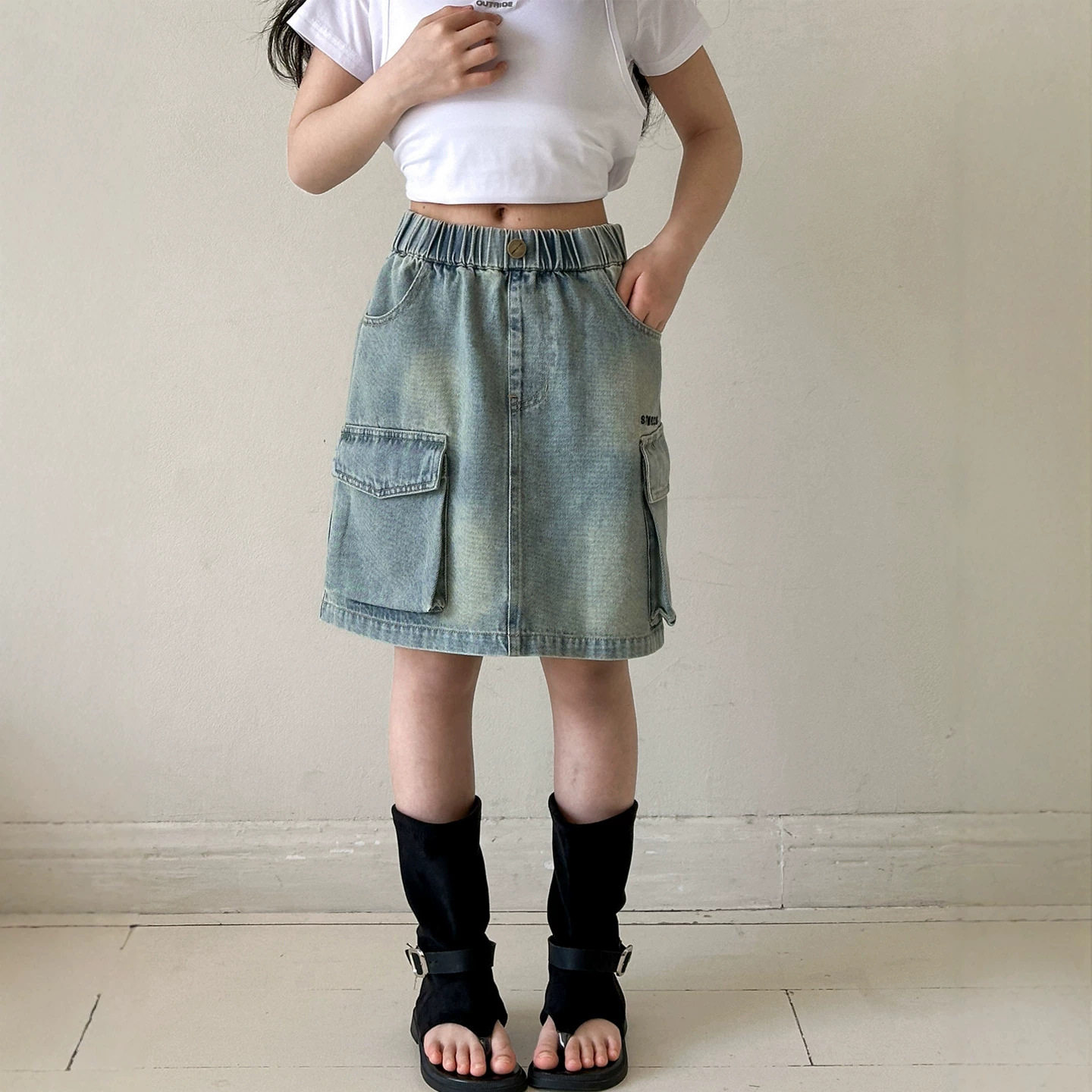 小红鱼女童牛仔半身裙夏装2026韩国童装儿童夏季短裙亲子百搭裙子