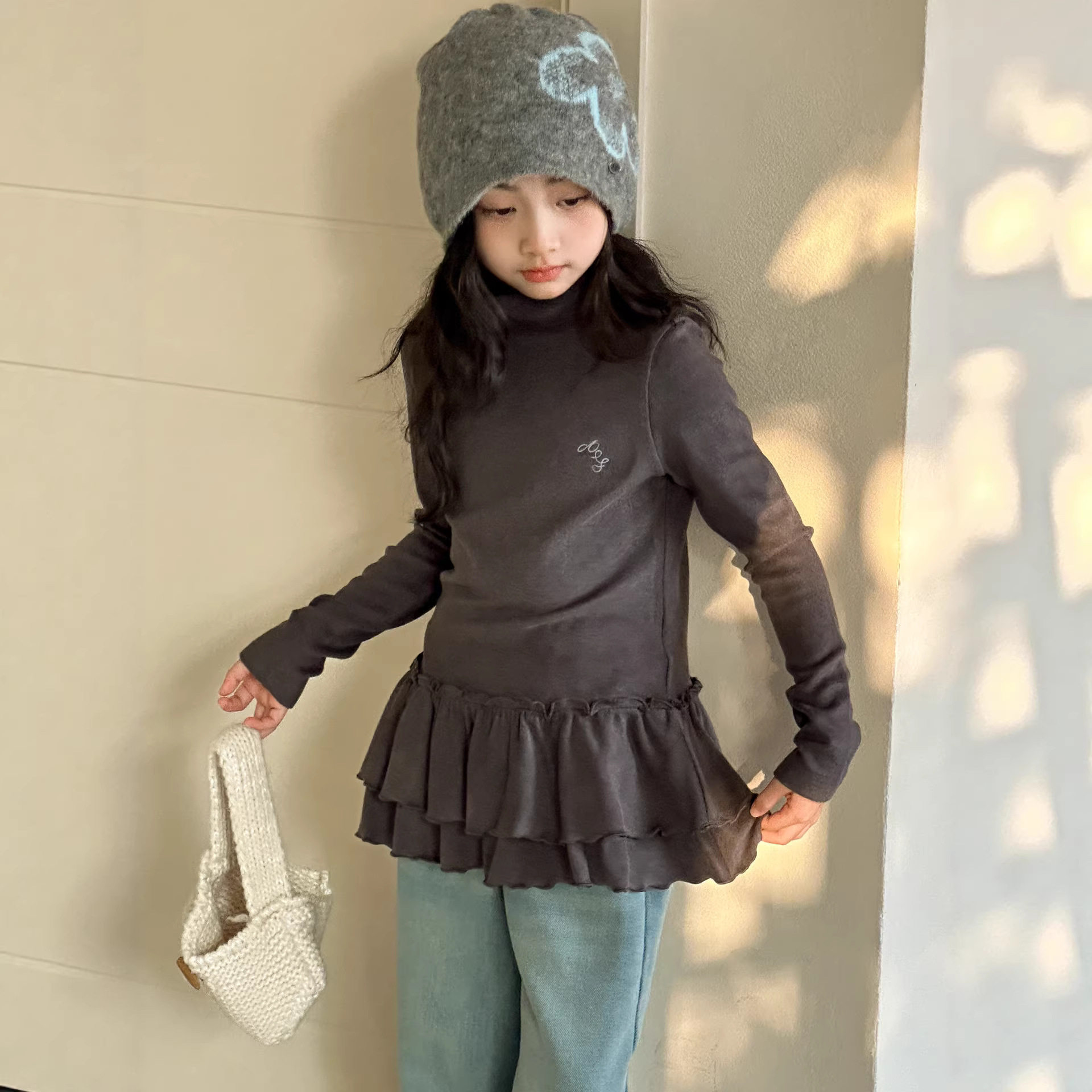 小红鱼女童德绒打底衫冬装高领加绒儿童保暖内衣上衣秋衣亲子内搭