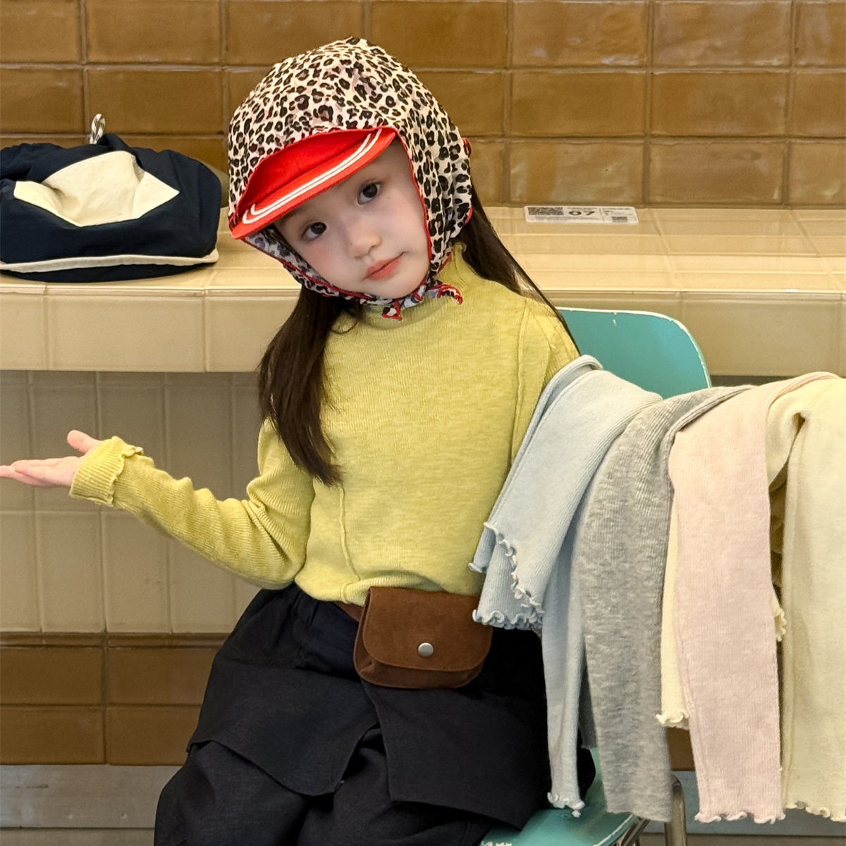 花与寻童装女童毛衣2025秋冬新款韩版木耳边打底儿童针织上衣潮童