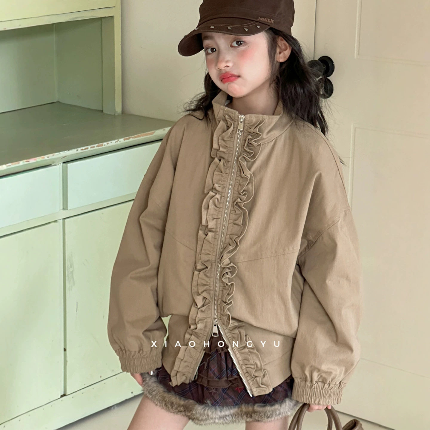 小红鱼女童立领棒球服外套秋装2026新款秋季运动上衣童装外衣亲子