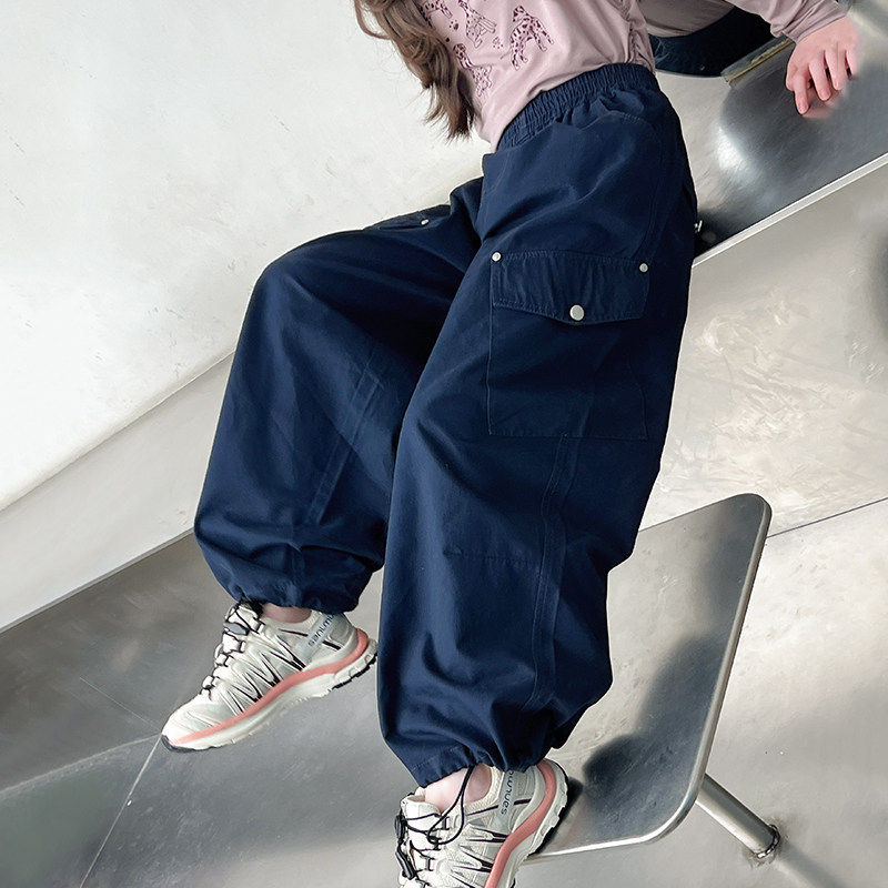 女童直筒工装长裤儿童宽松阔腿裤子大童洋气休闲裤2026春秋装新款