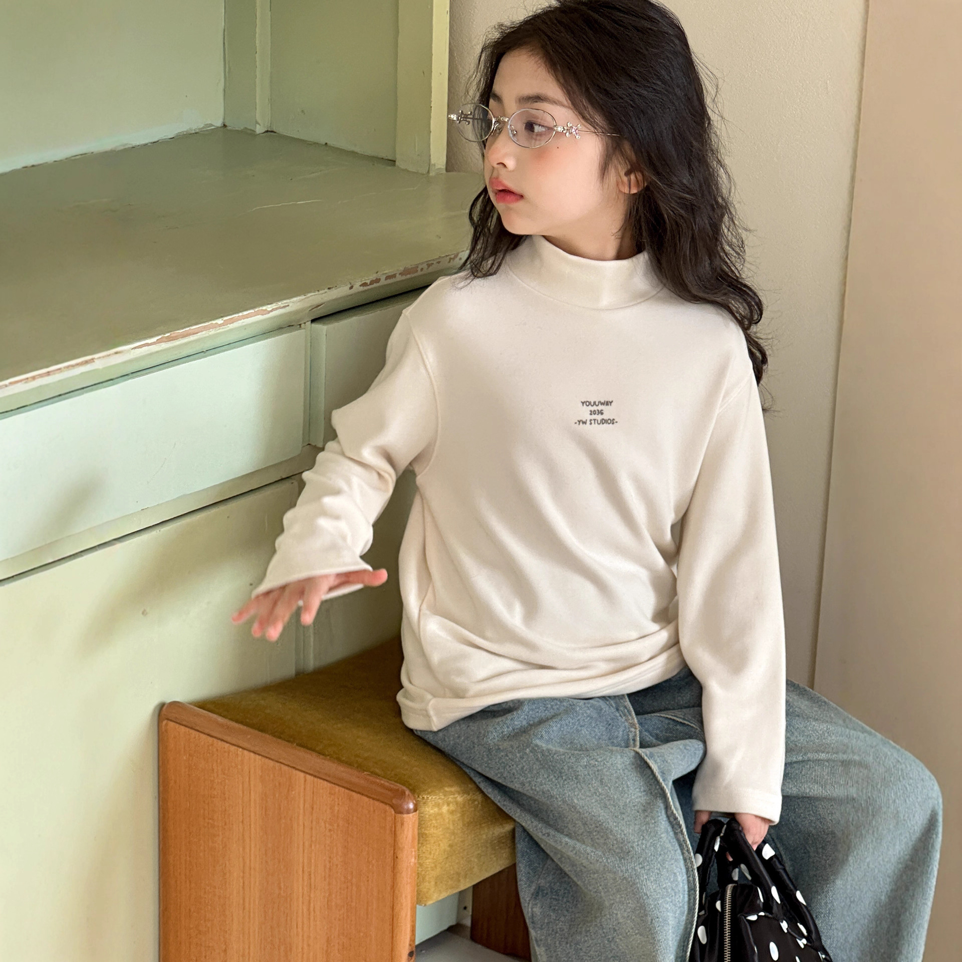 小红鱼女童德绒高领打底衫秋冬装2025新款亲子装长袖T恤儿童上衣