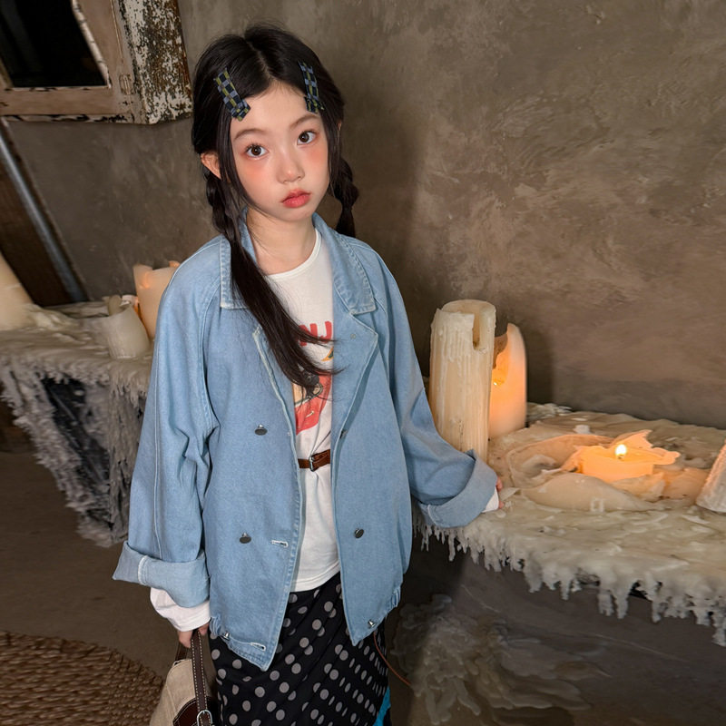 花与寻童装女童牛仔外套2026秋季新款韩系廓形牛仔外套慵懒上衣潮