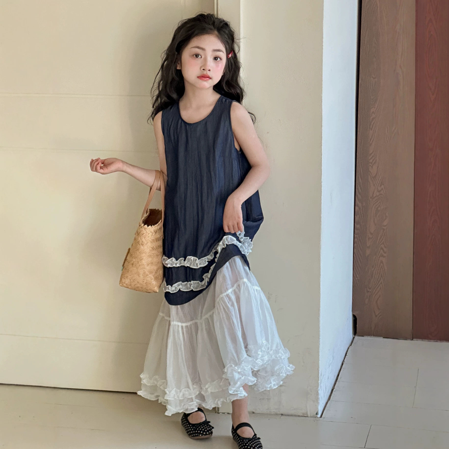 小红鱼女童牛仔背心裙夏装2026新款韩国童装儿童连衣裙亲子装裙子