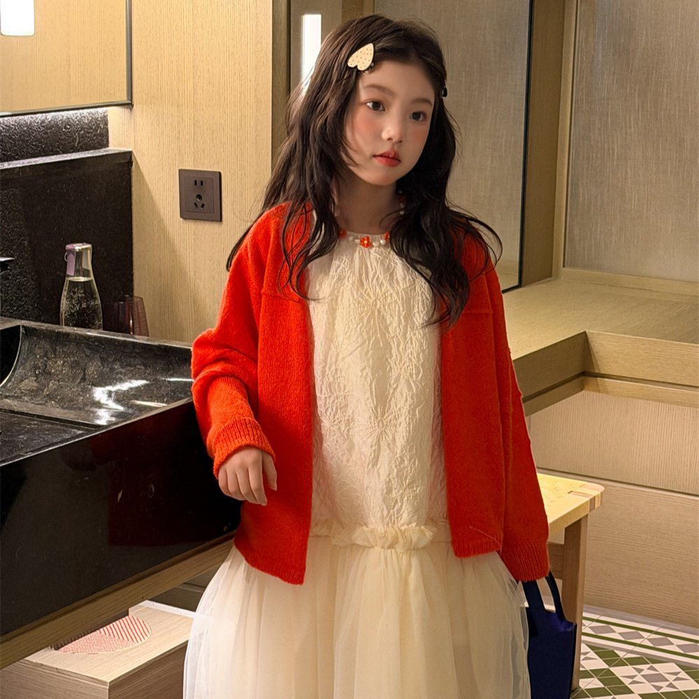 花与寻童装女童毛衣开衫2026年春款宽松韩版洋气儿童休闲针织上衣