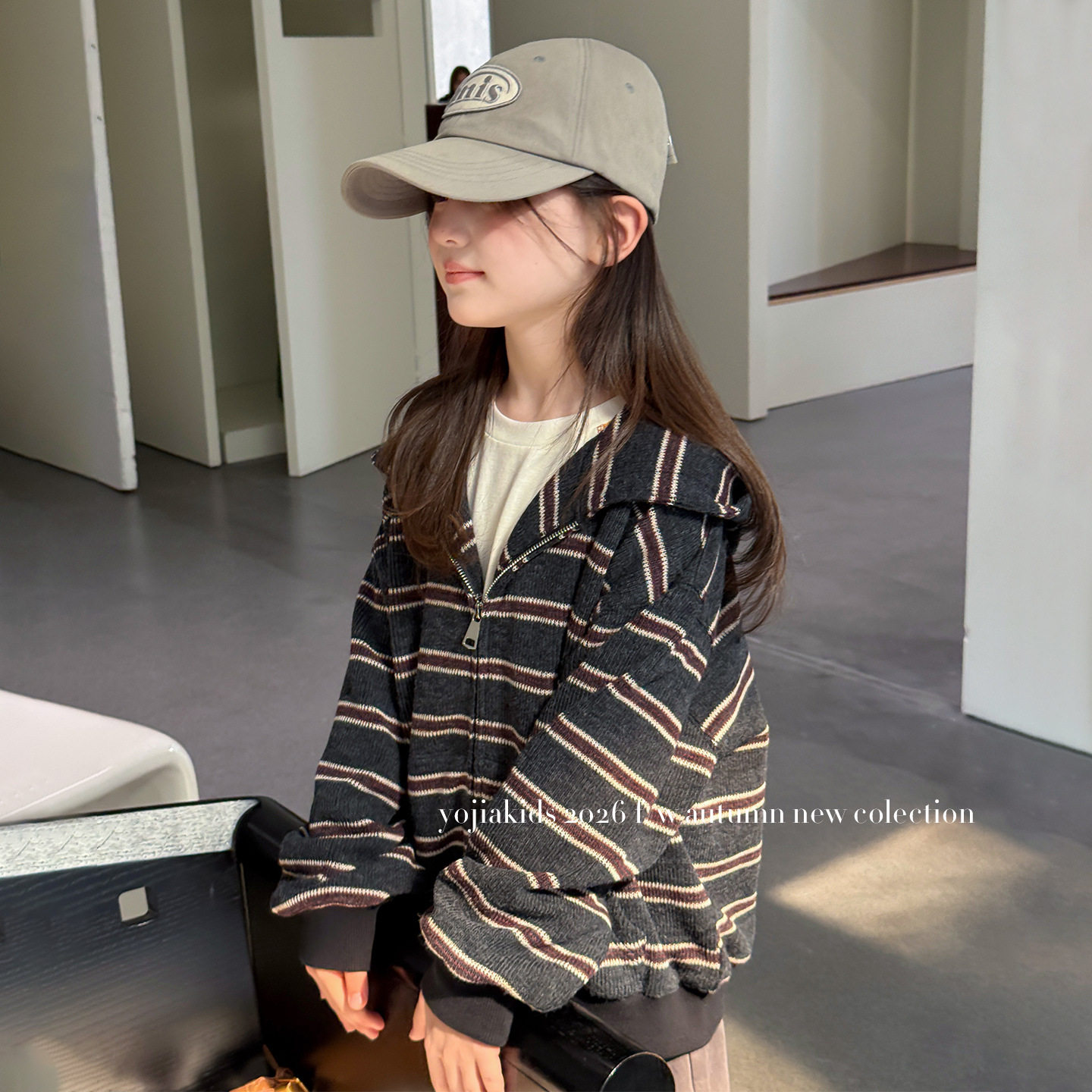 YOJIA女童外套秋季2026新款洋气韩版童装拉链衫连帽上衣儿童秋装