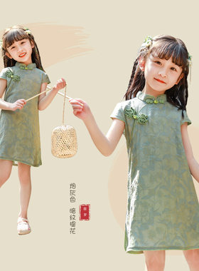 女童中国风2026连衣裙宝宝纯色薄款可爱旗袍洋气唐装小孩夏季新款