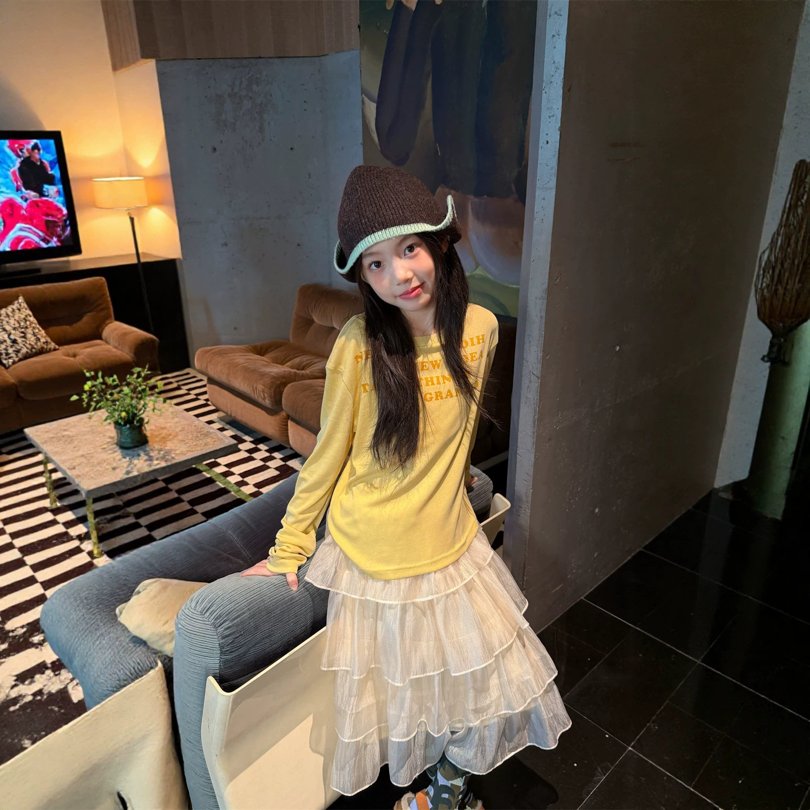 花与寻童装女童半身裙2026秋款韩系多层网纱蛋糕半身裙女童公主裙