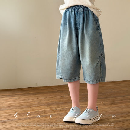 雨晨童装女童牛仔中裤2026夏季新款亲子休闲宽松百搭裤子潮