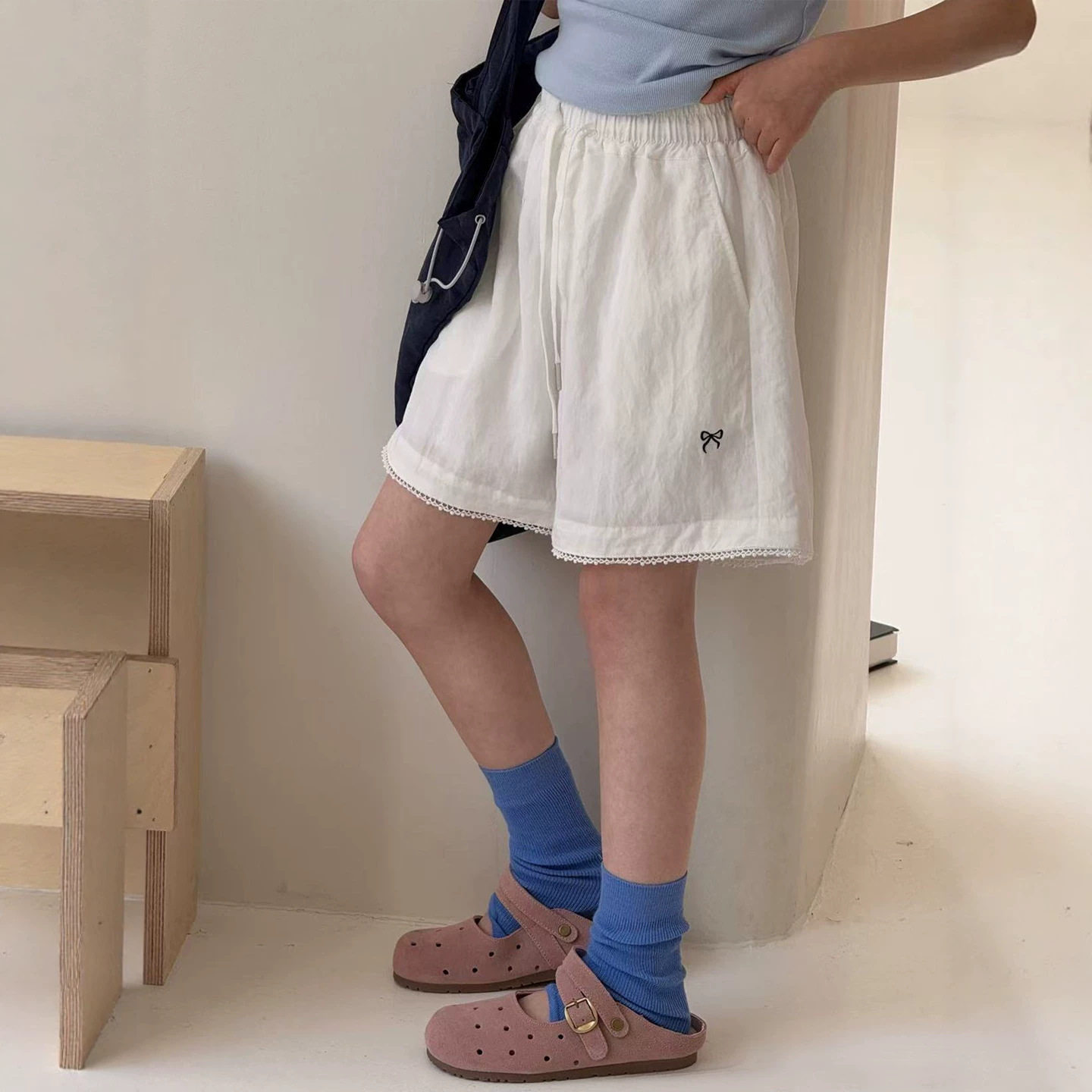小红鱼女童蕾丝花边短裤夏装2026韩国童装亲子裤子夏季薄款休闲裤