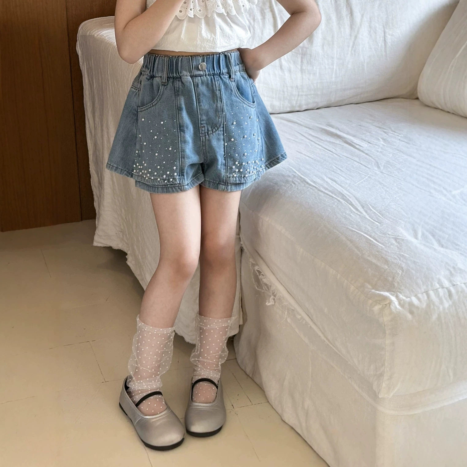 小红鱼女童牛仔短裤夏装2026亲子夏季宽松裤子甜酷风百搭休闲裤子