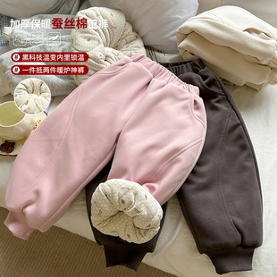 谢金毛童装宝宝冬款儿童夹棉加厚裤子女童休闲卫裤保暖束脚长裤冬