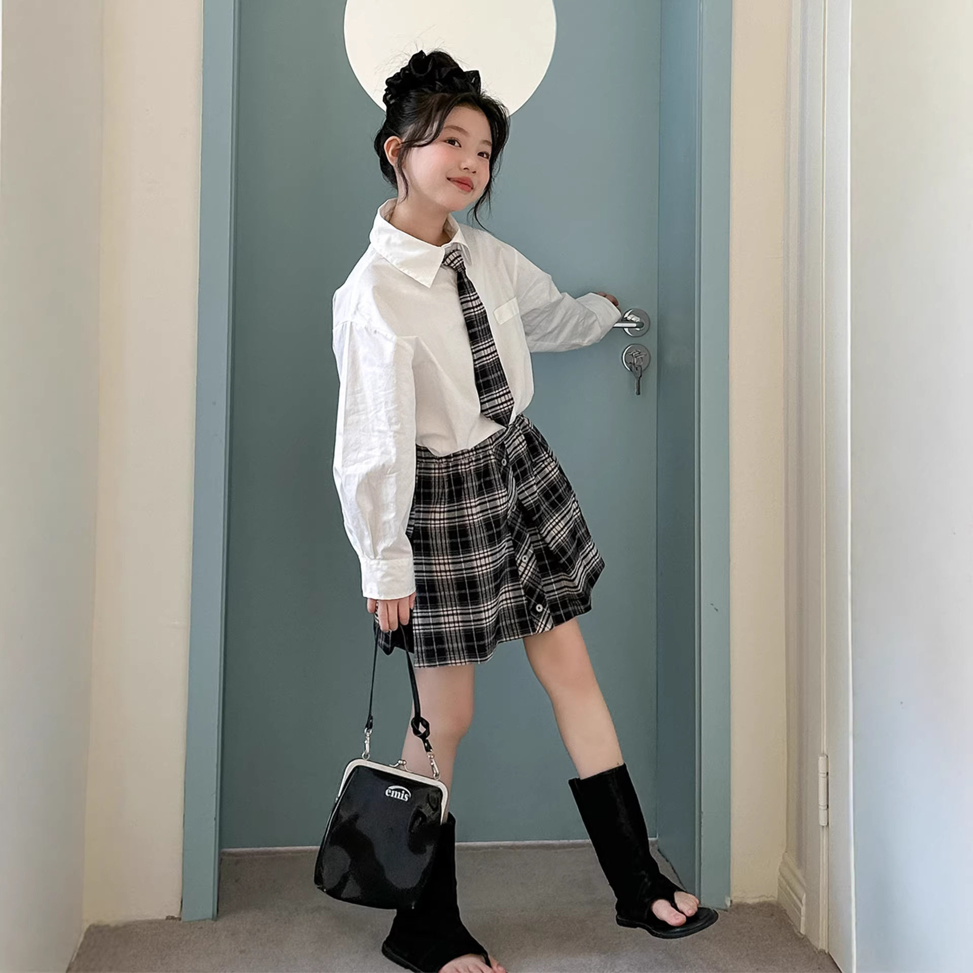 女童衬衫半身裙套装春季2026新款儿童春装洋气韩系大童裙子两件套